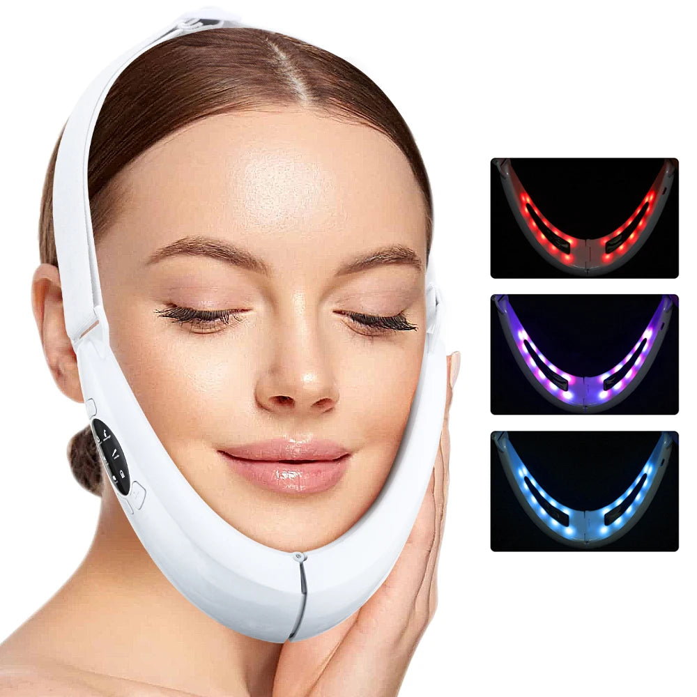 Masajeador Facial Lifting en V: Reductor de Papada con Terapia de Luz Roja
