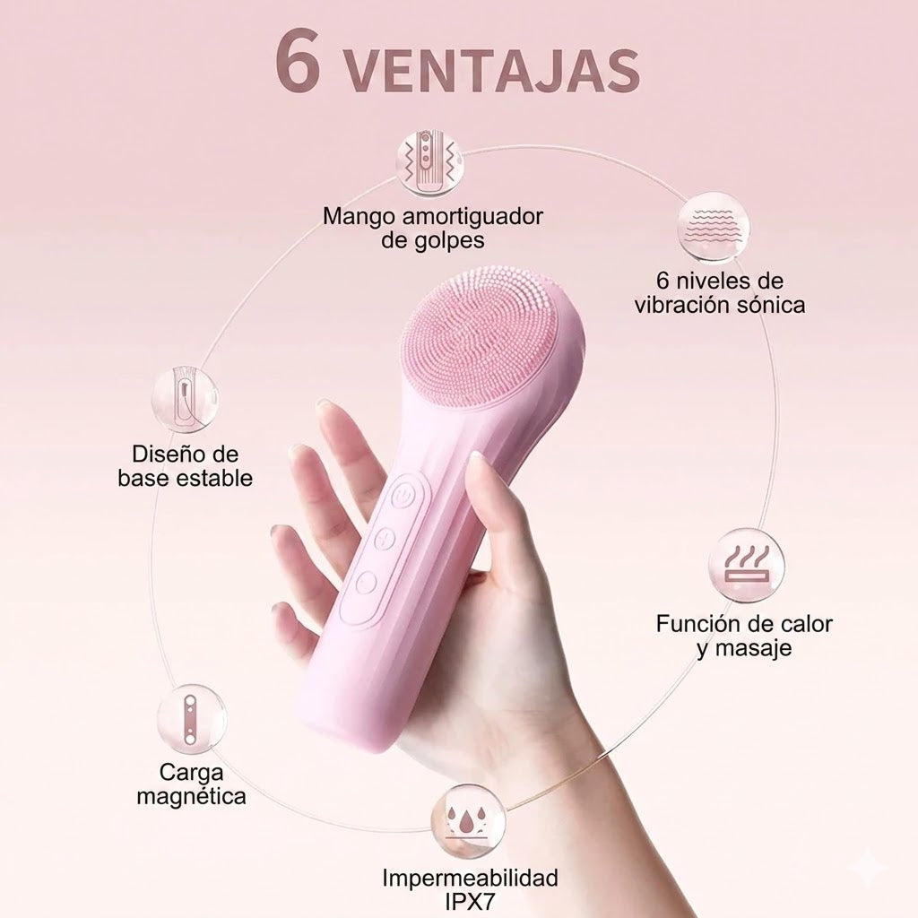 Cepillo de limpieza facial sónico, impermeable y recargable
