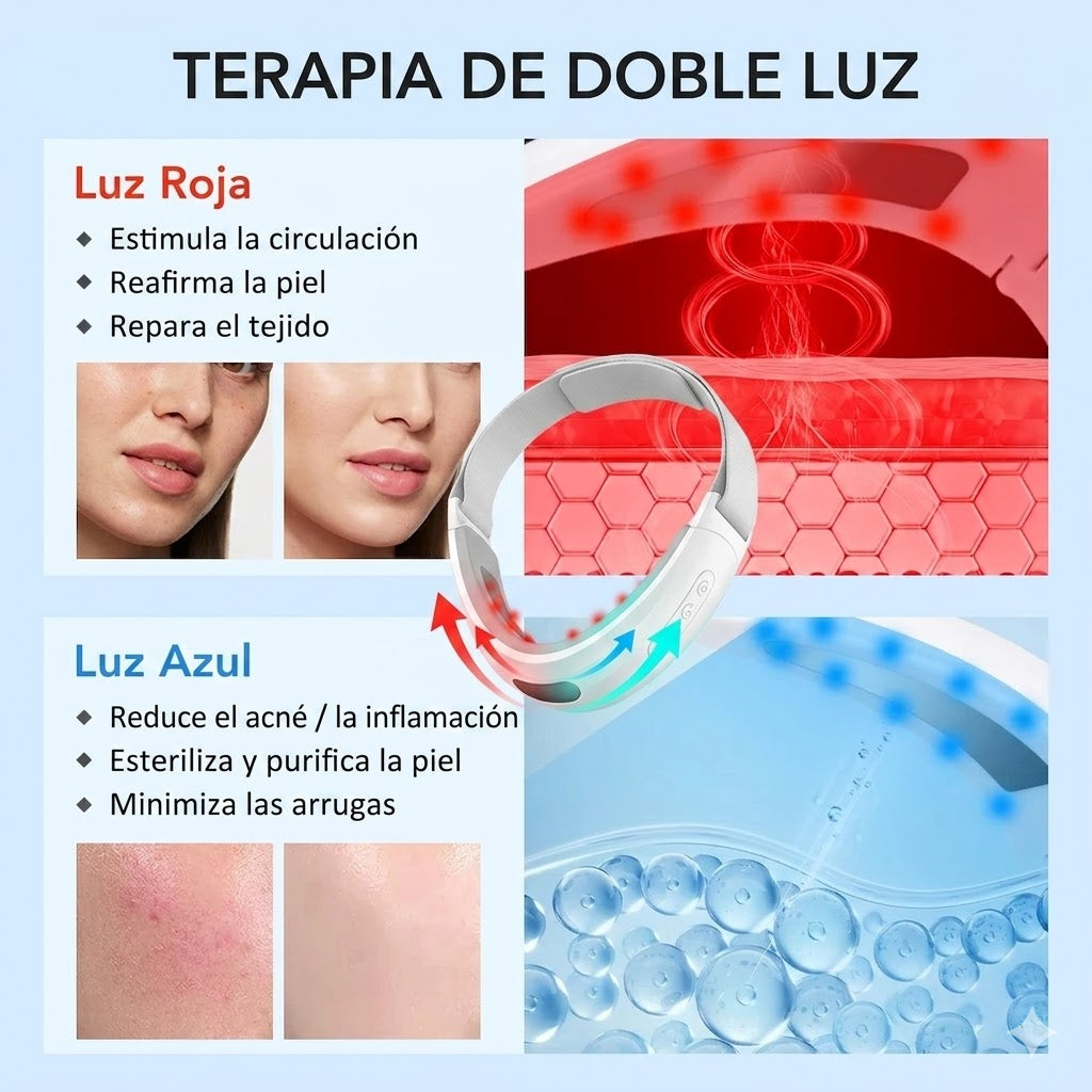 Masajeador Facial Lifting en V: Reductor de Papada con Terapia de Luz Roja